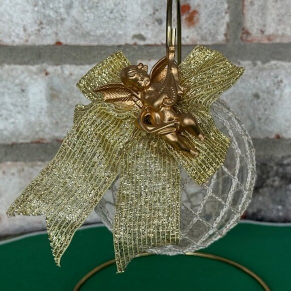 Vintage Clear Glass Crochet Ornament with Stand - Picture 3 of 6